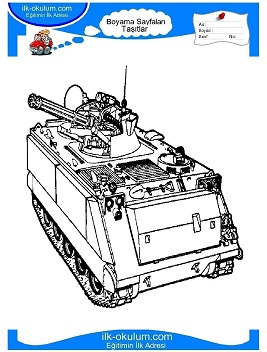 Çocuklar İçin Tank Boyama Sayfaları 